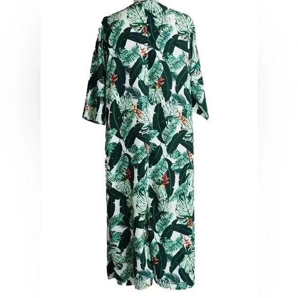 Rachel Zoe Swim Cover-Up Kimono Duster Tropical Palm Leaf Open Front  One Size - Picture 5 of 9